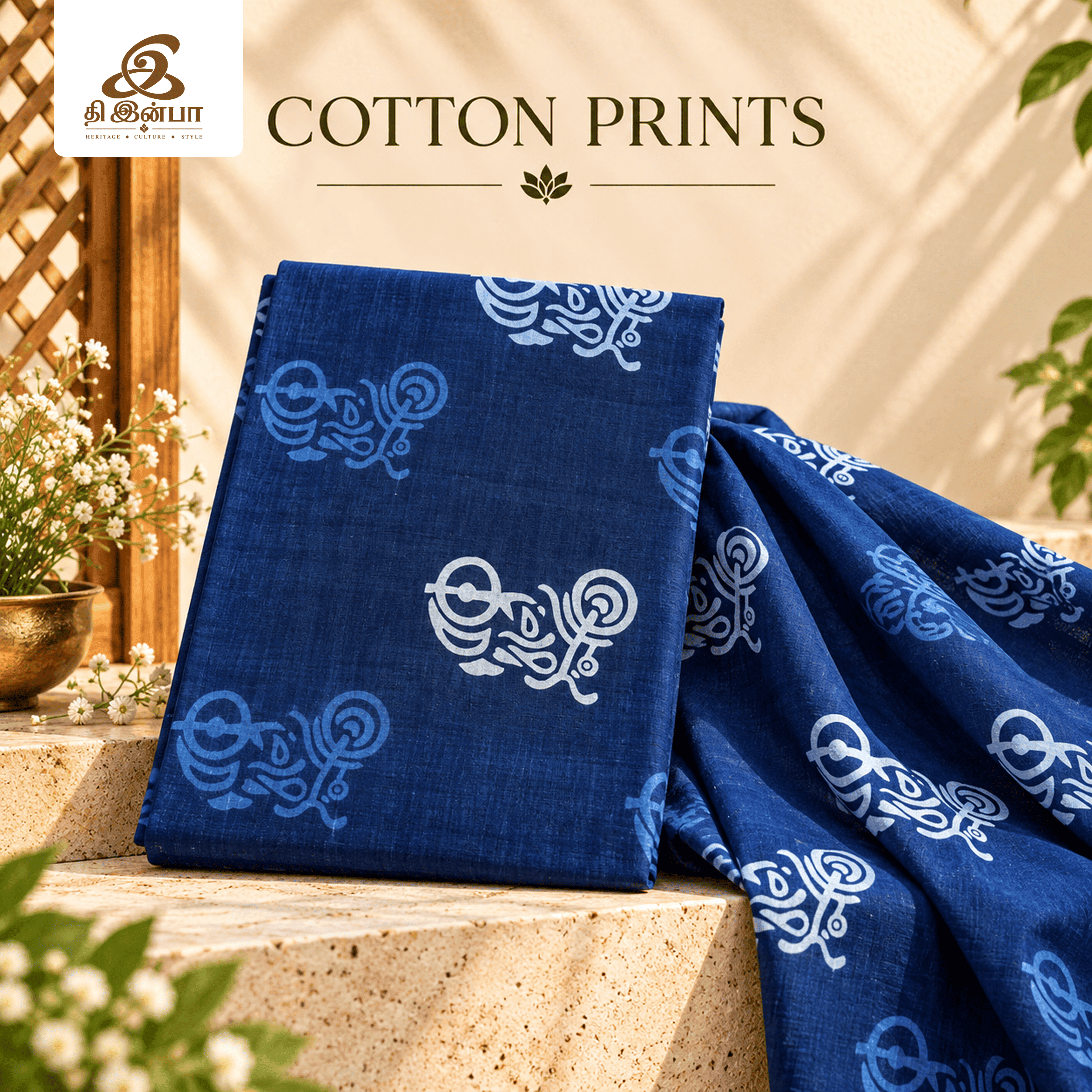 Blue Cycle Cotton Fabric