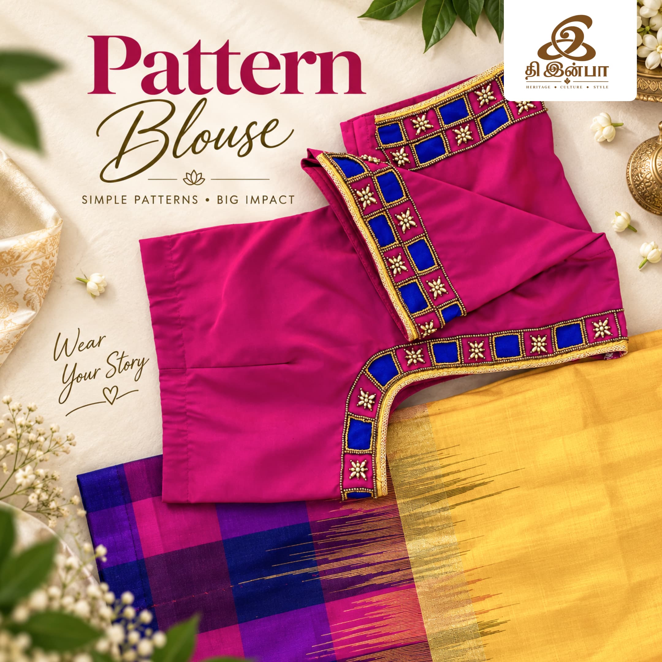Magenta & Gold Designer Pattern Blouse