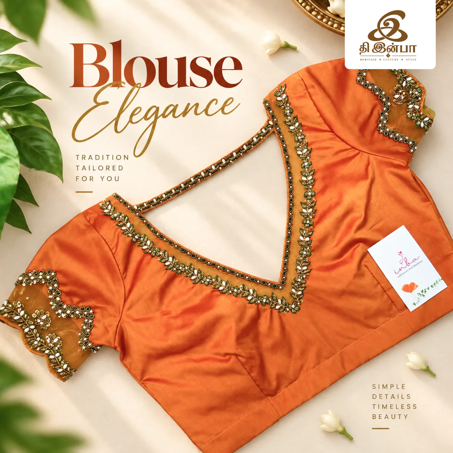Orange & Gold Embroidery Blouse