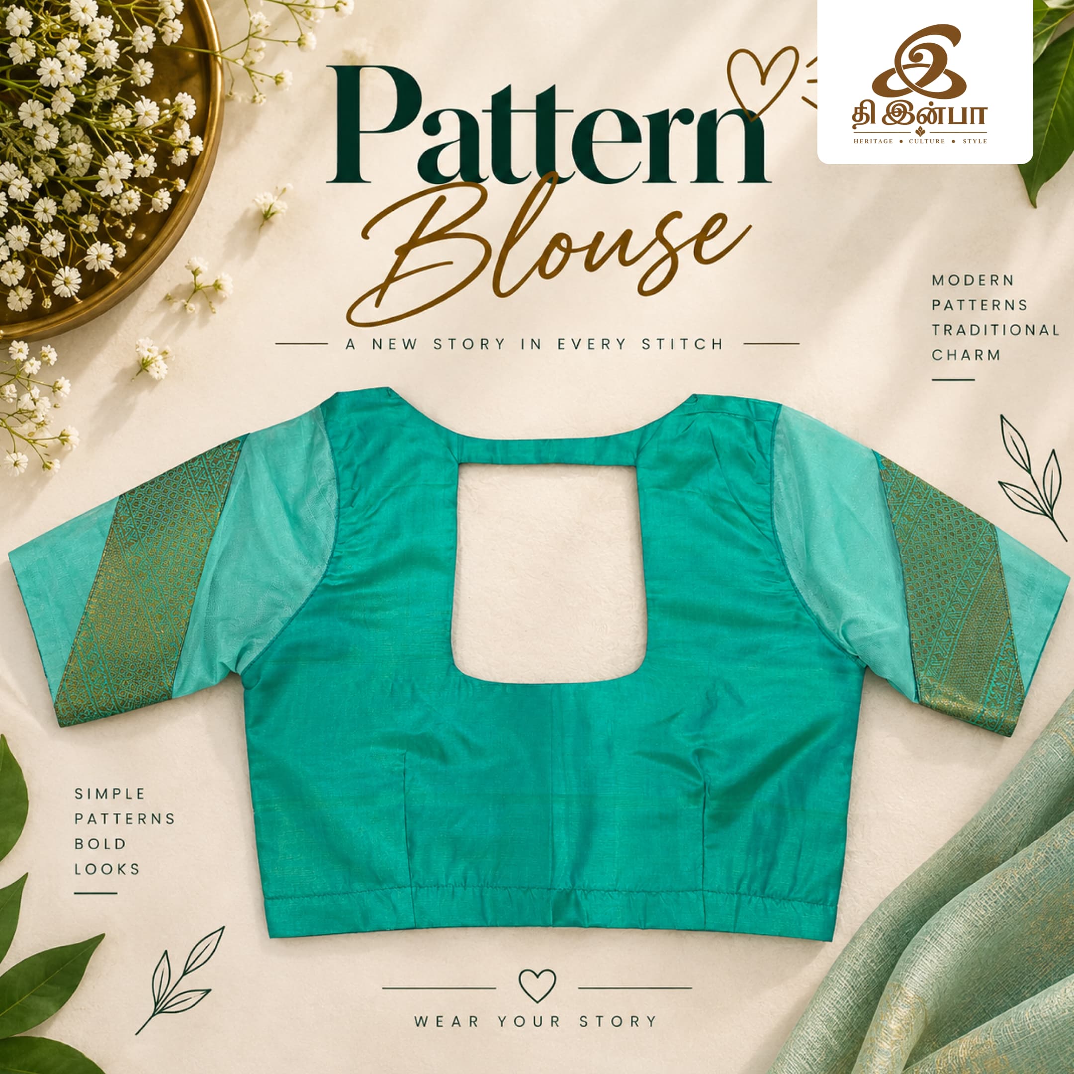 Aqua Green Cut-Out Pattern Blouse