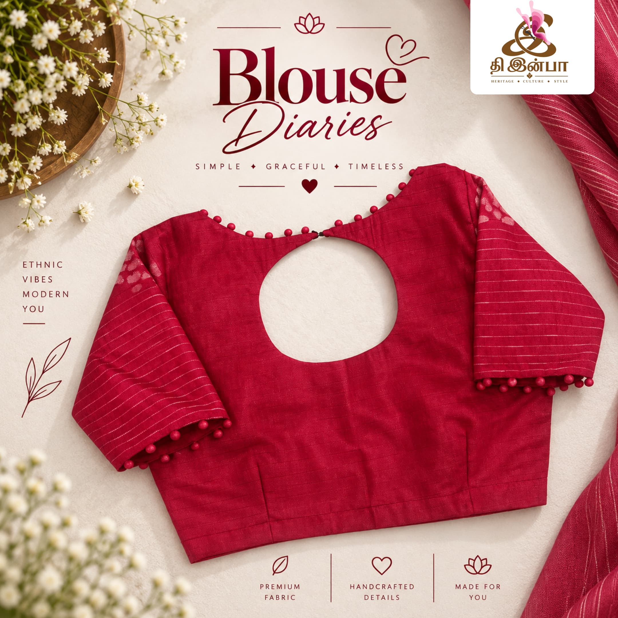 Ruby Red Cut-Out Pattern Blouse