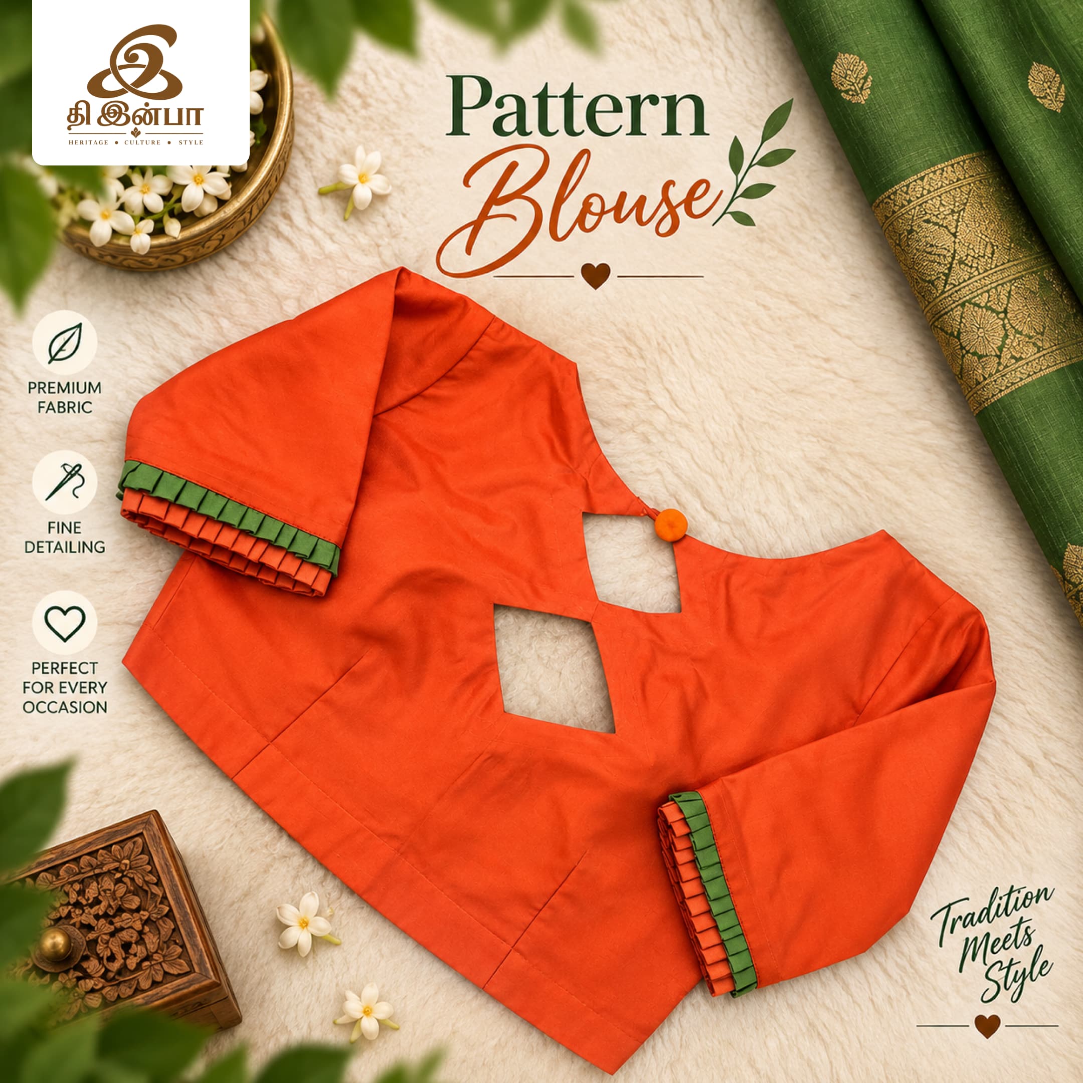 Orange Cut-Out Pattern Blouse