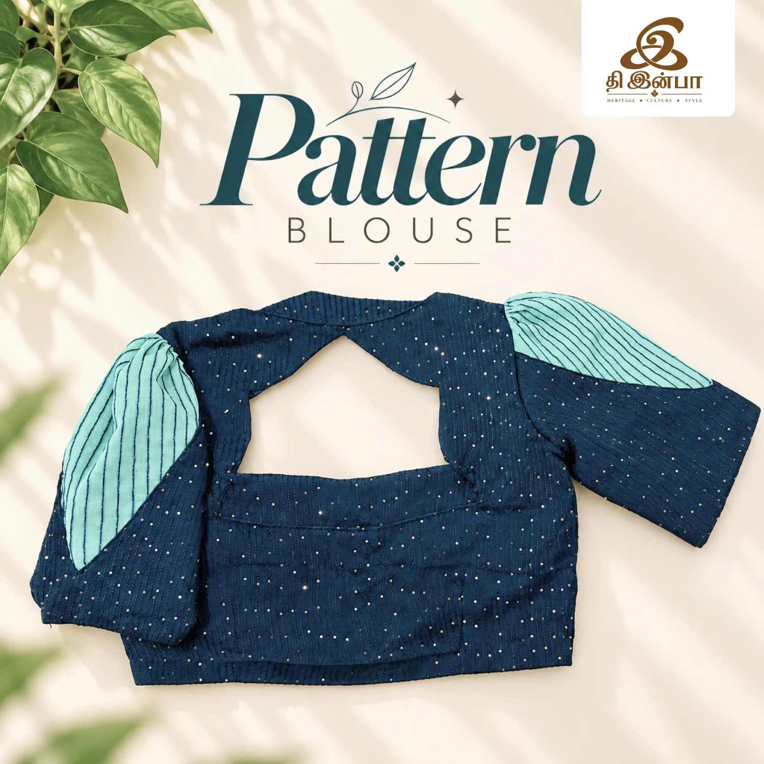 Navy Blue Cut-Out Pattern Blouse