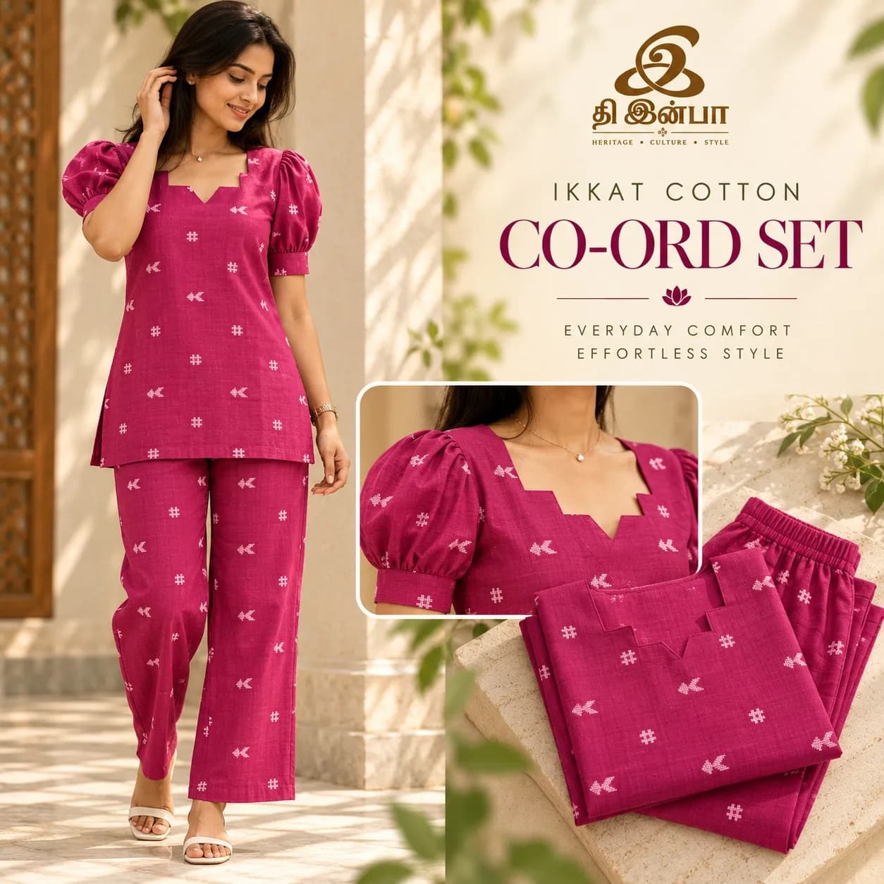 Magenta Floral Cotton Co-Ord Set