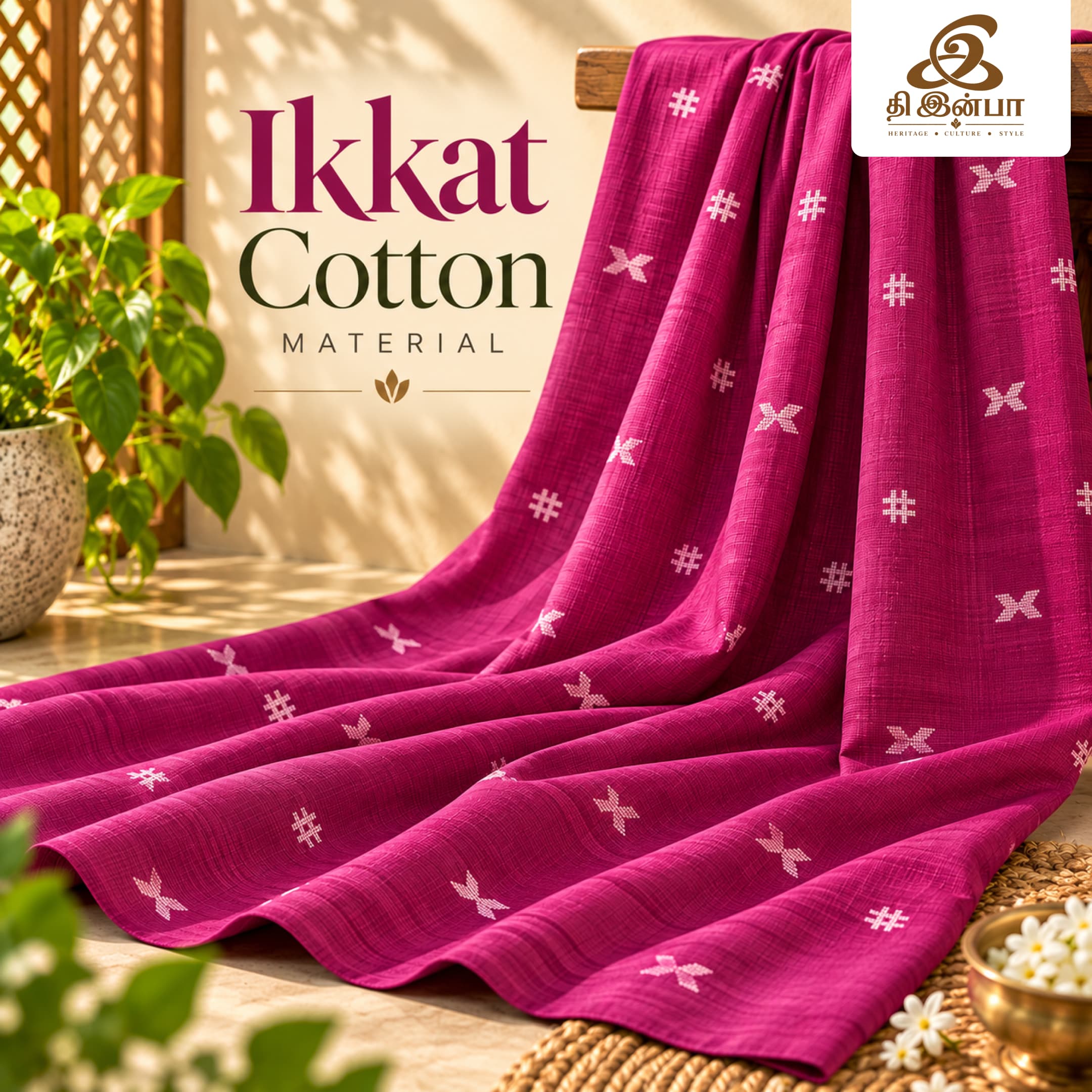Pink Ikkat Cotton (Per meter)