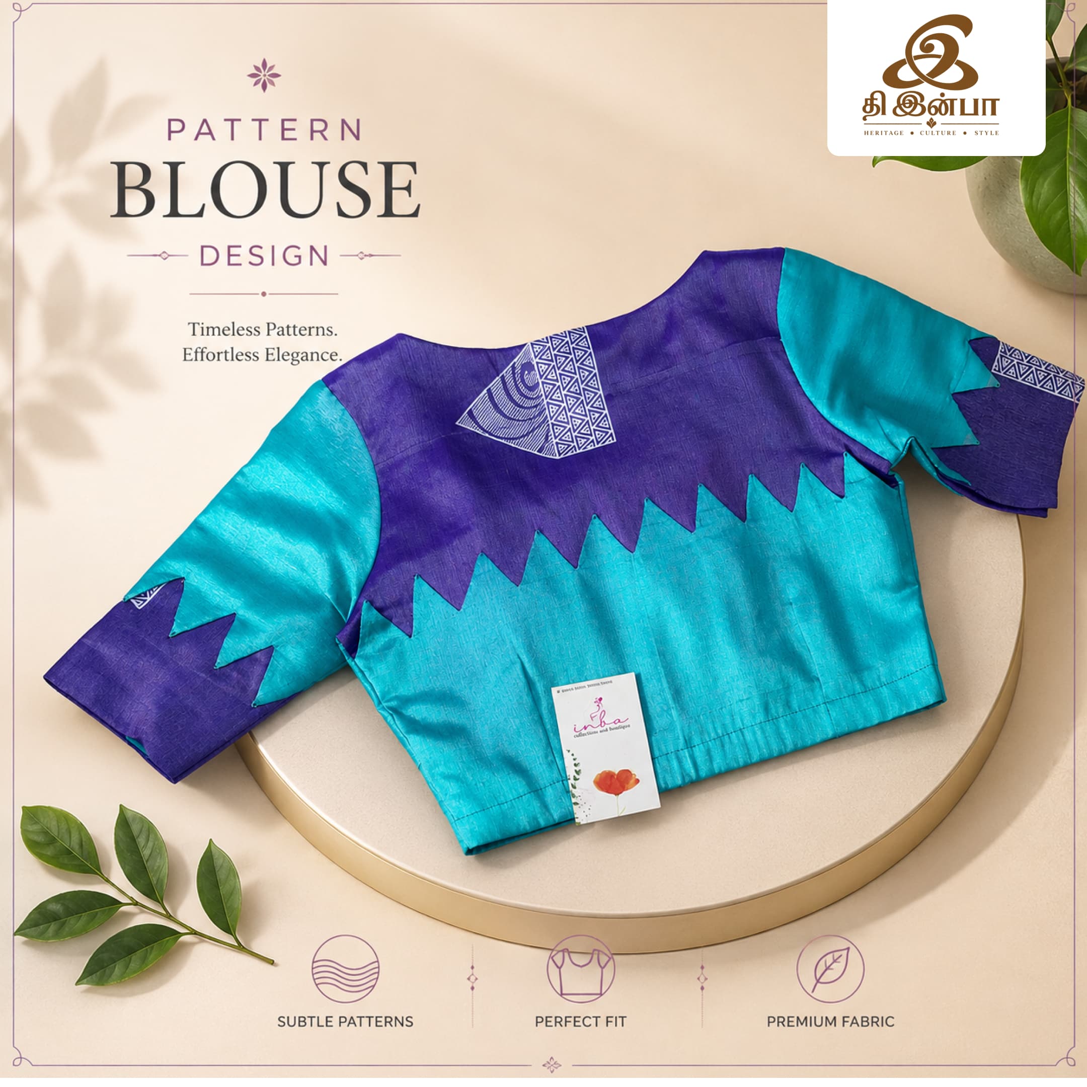 Purple & Turquoise Dual-Tone Blouse