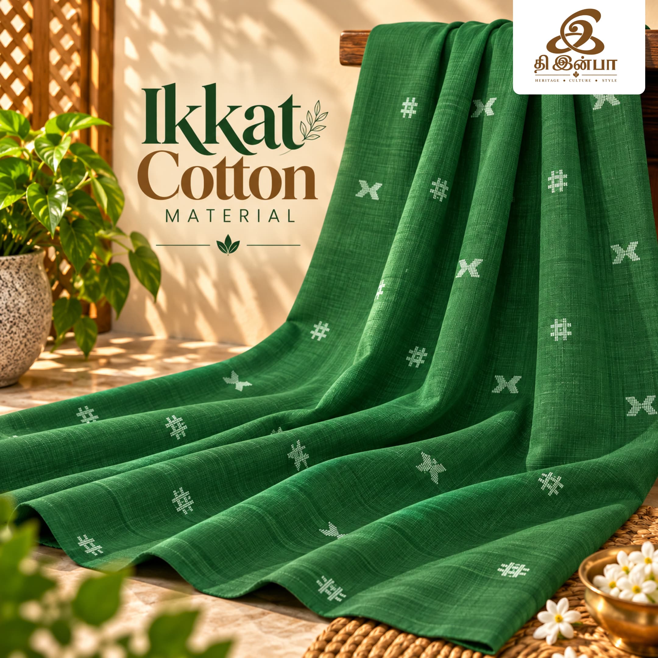 Green Ikkat Cotton (Per Meter)