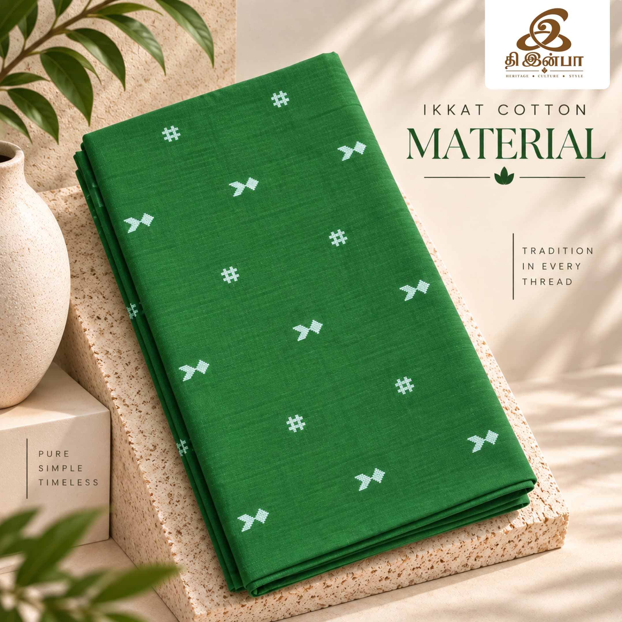 Green Ikkat Cotton (Per Meter)
