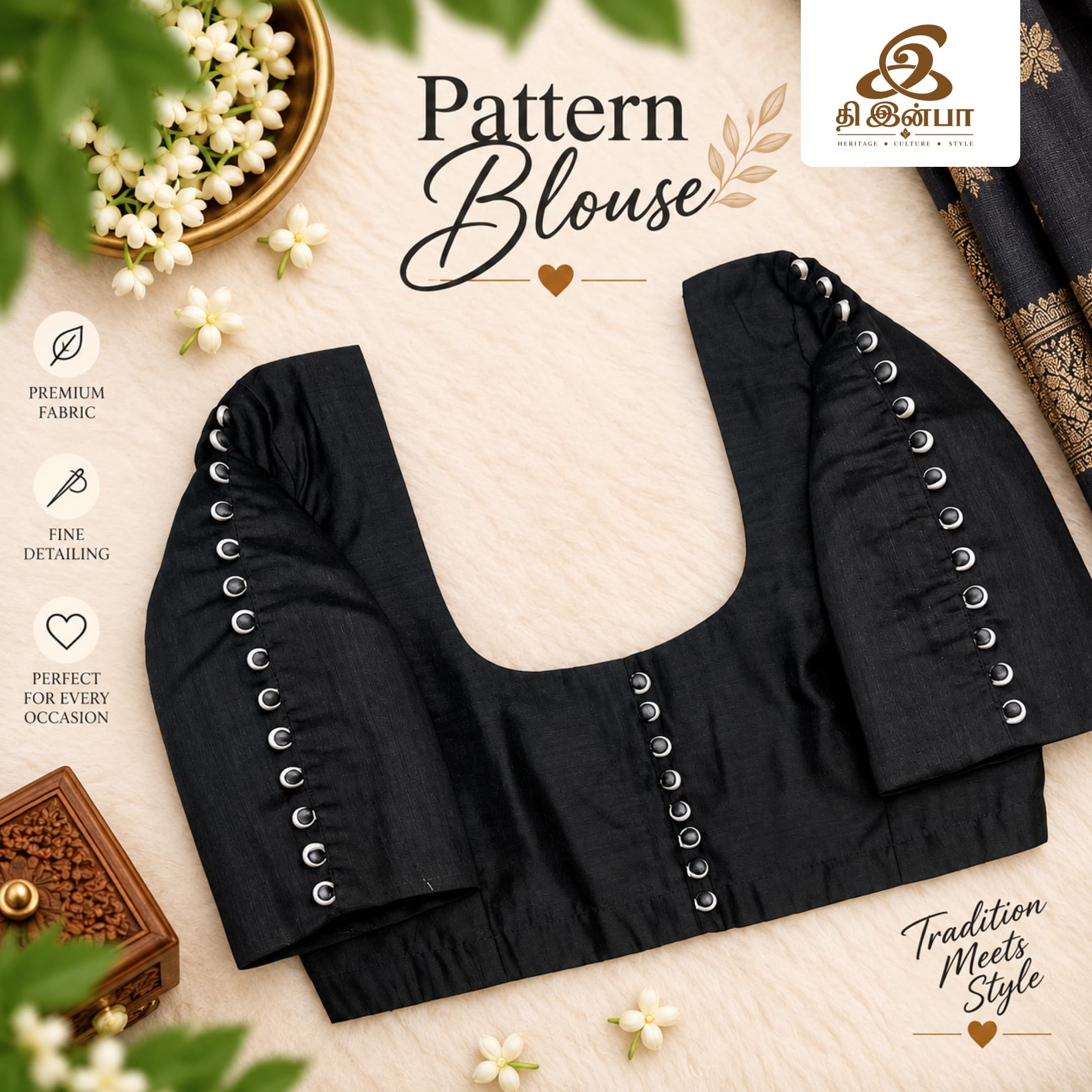 Black Embellished Pattern Blouse