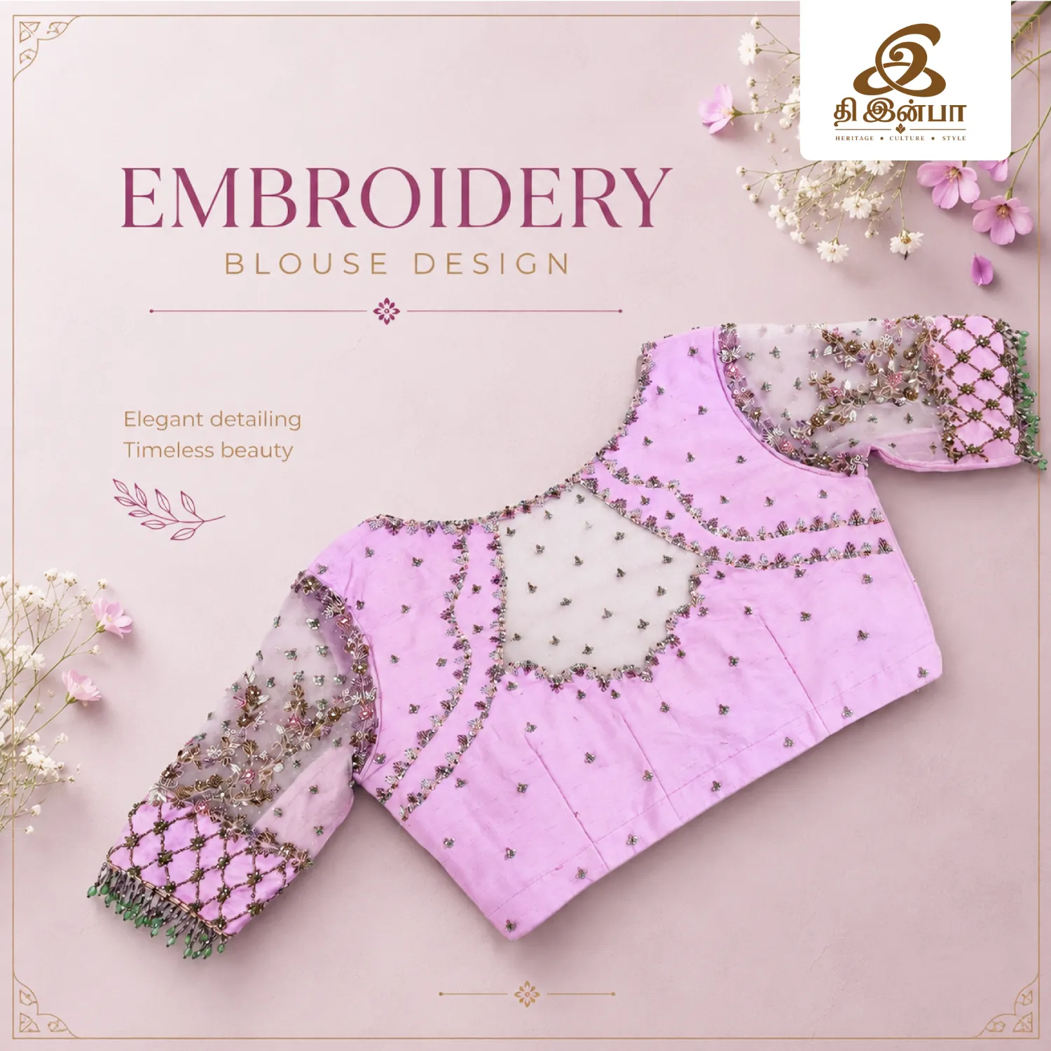 Pink Floral Embroidery Blouse