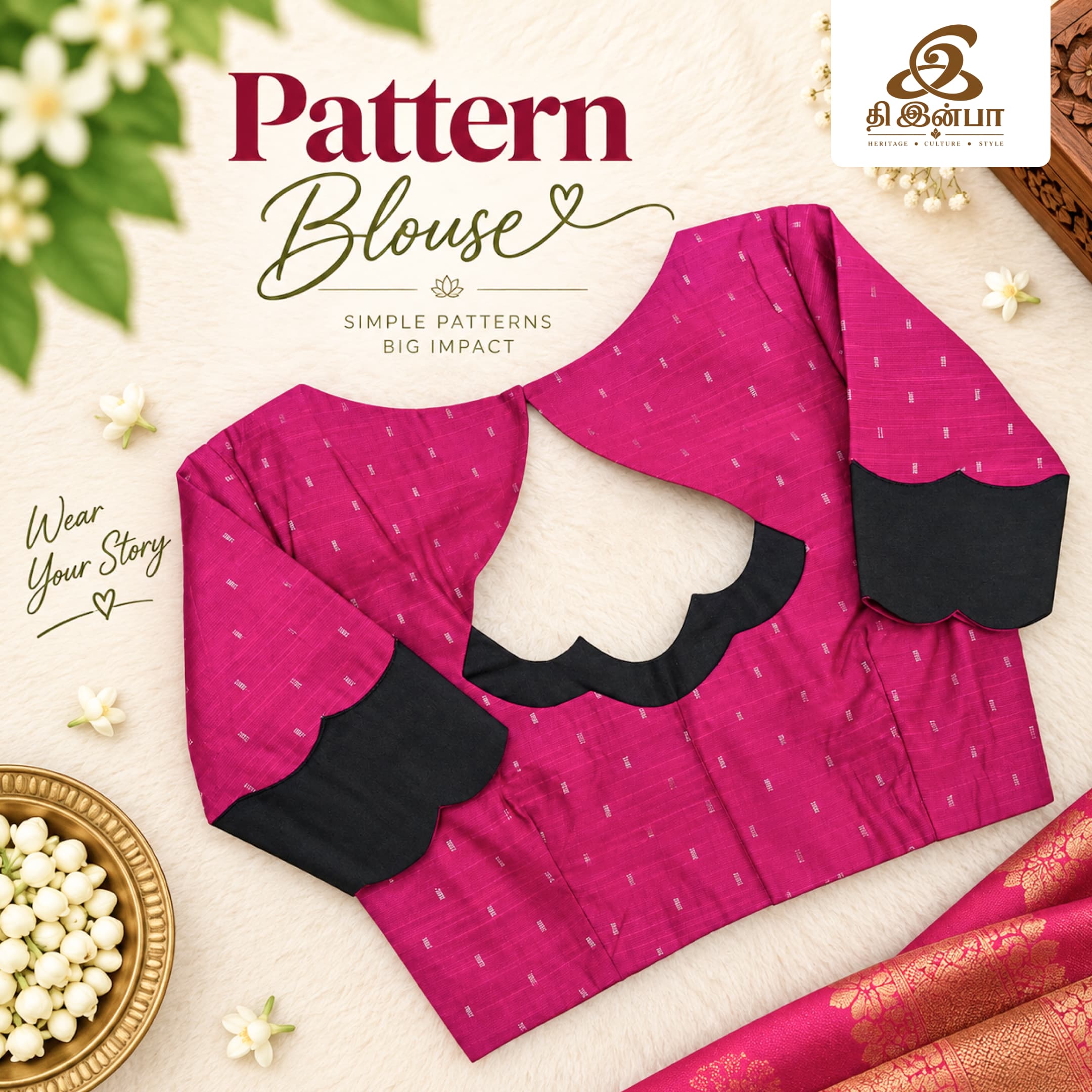 Hot Pink & Black Pattern Blouse