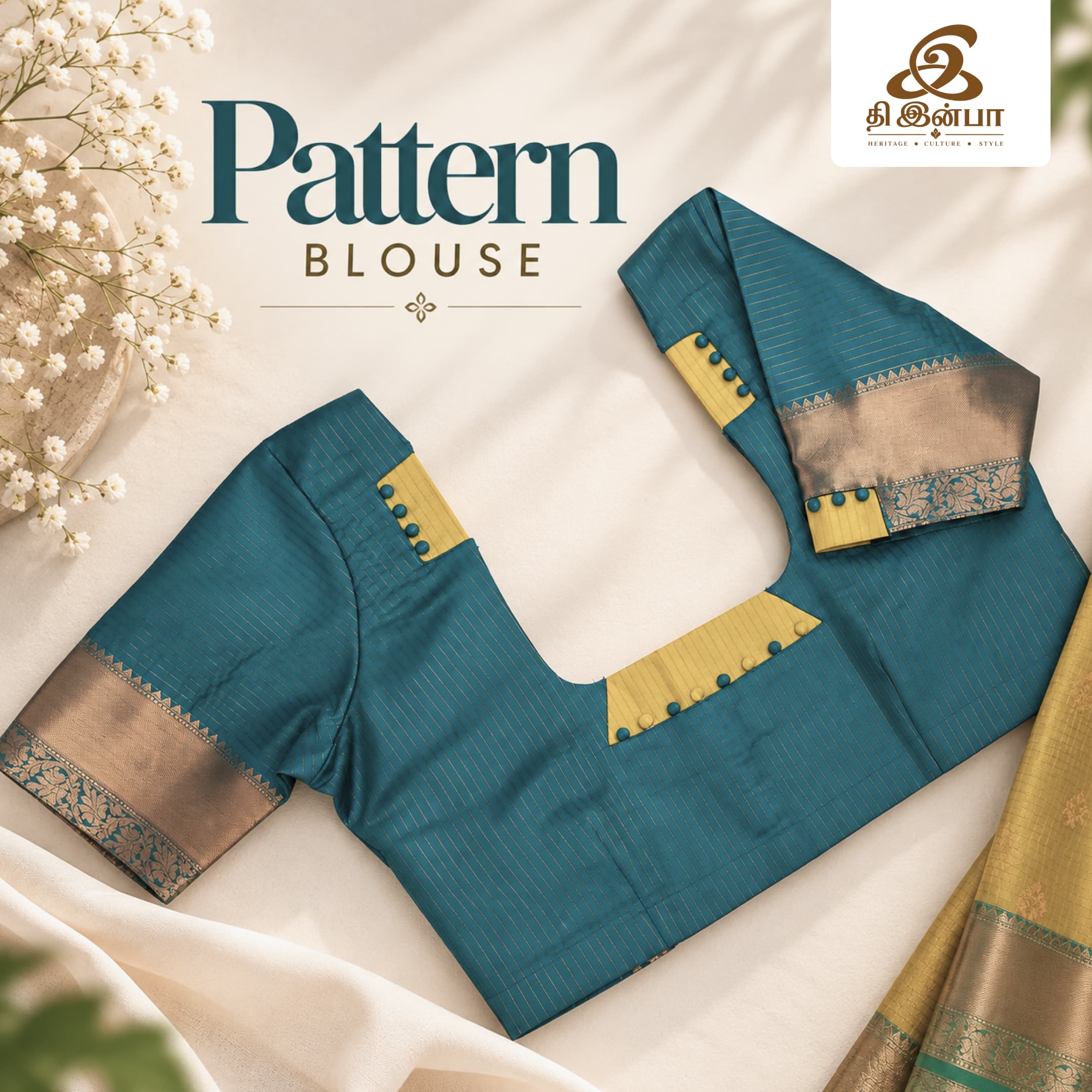 Teal & Gold Textured Blouse
