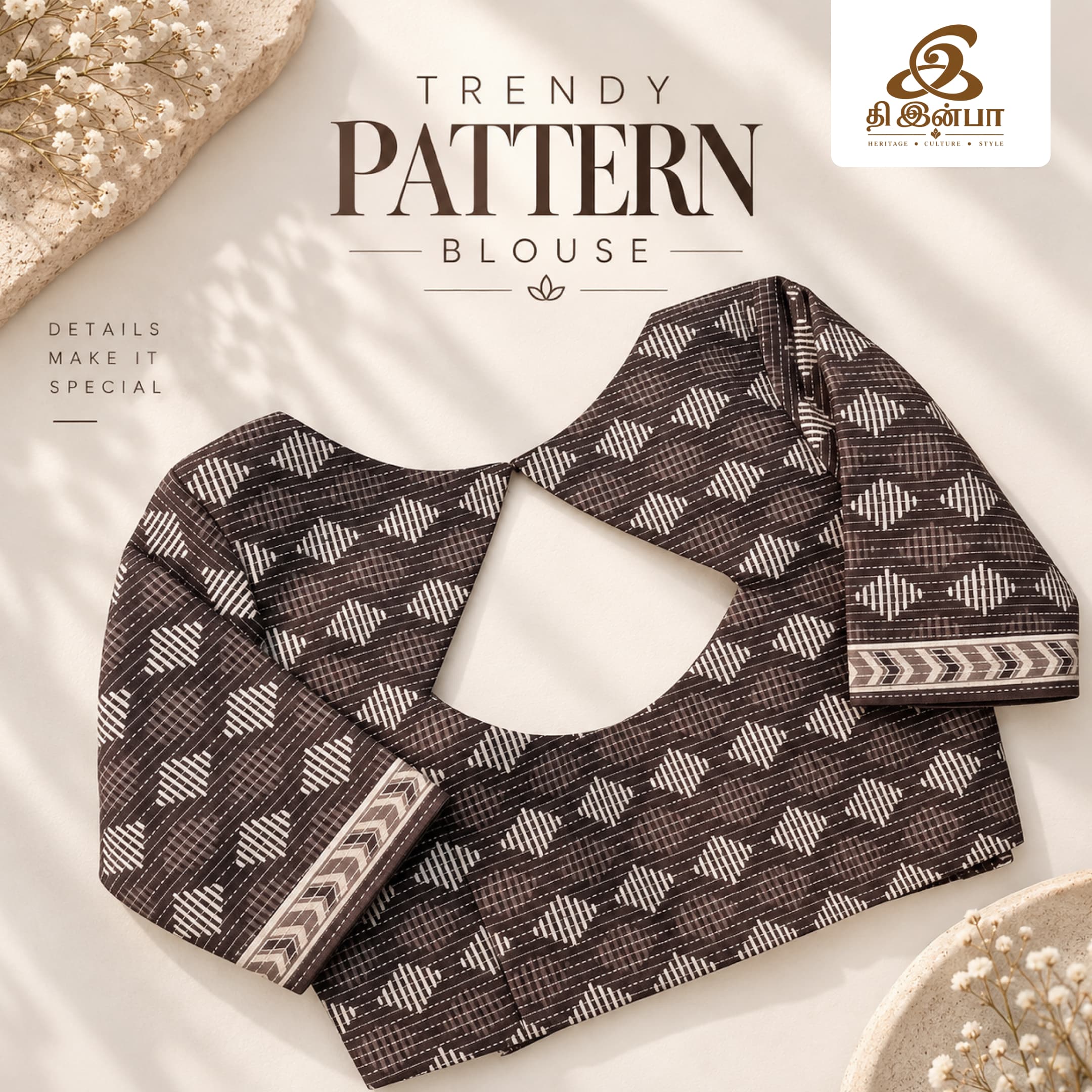 Charcoal Geometric Pattern Blouse