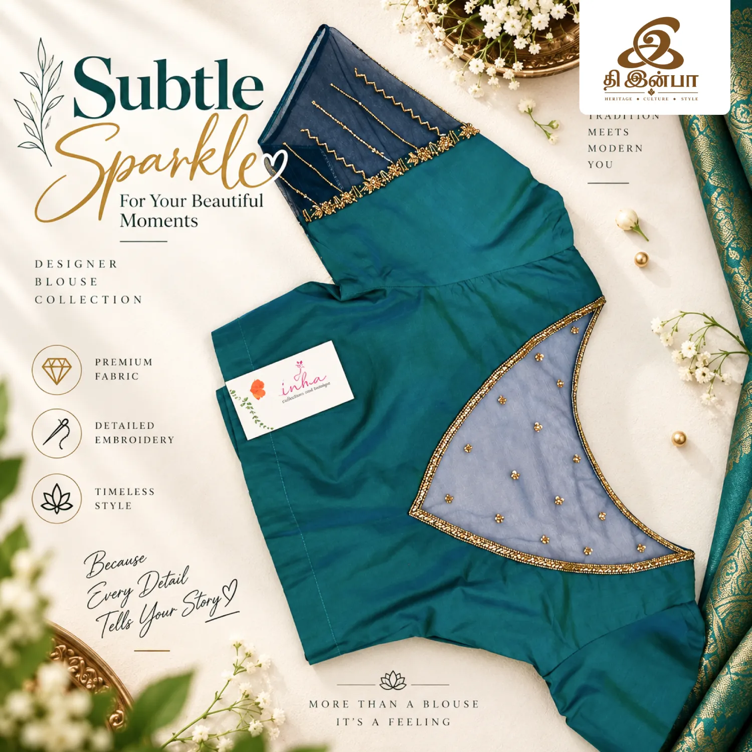 Emerald Green Embroidery Blouse