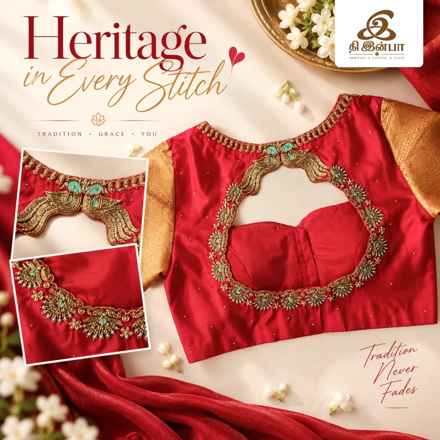 Red & Gold Heritage Blouse