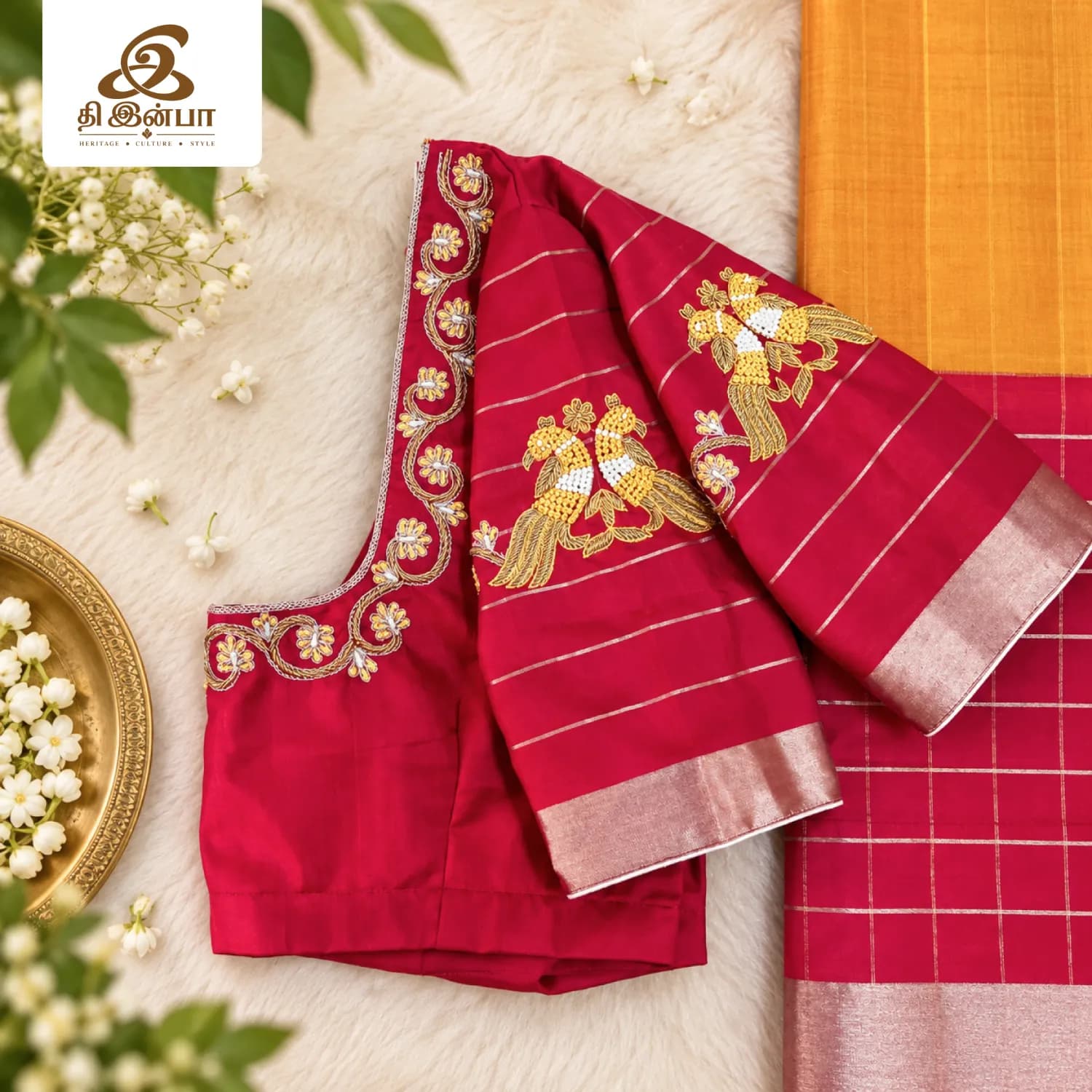 Red & Gold Embroidery Blouse