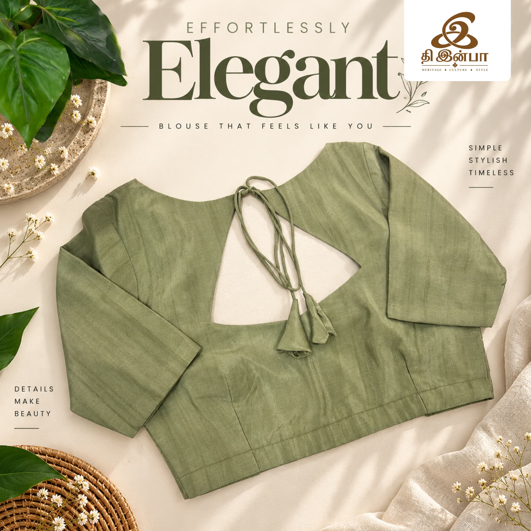 Sage Green Tie-Up Blouse