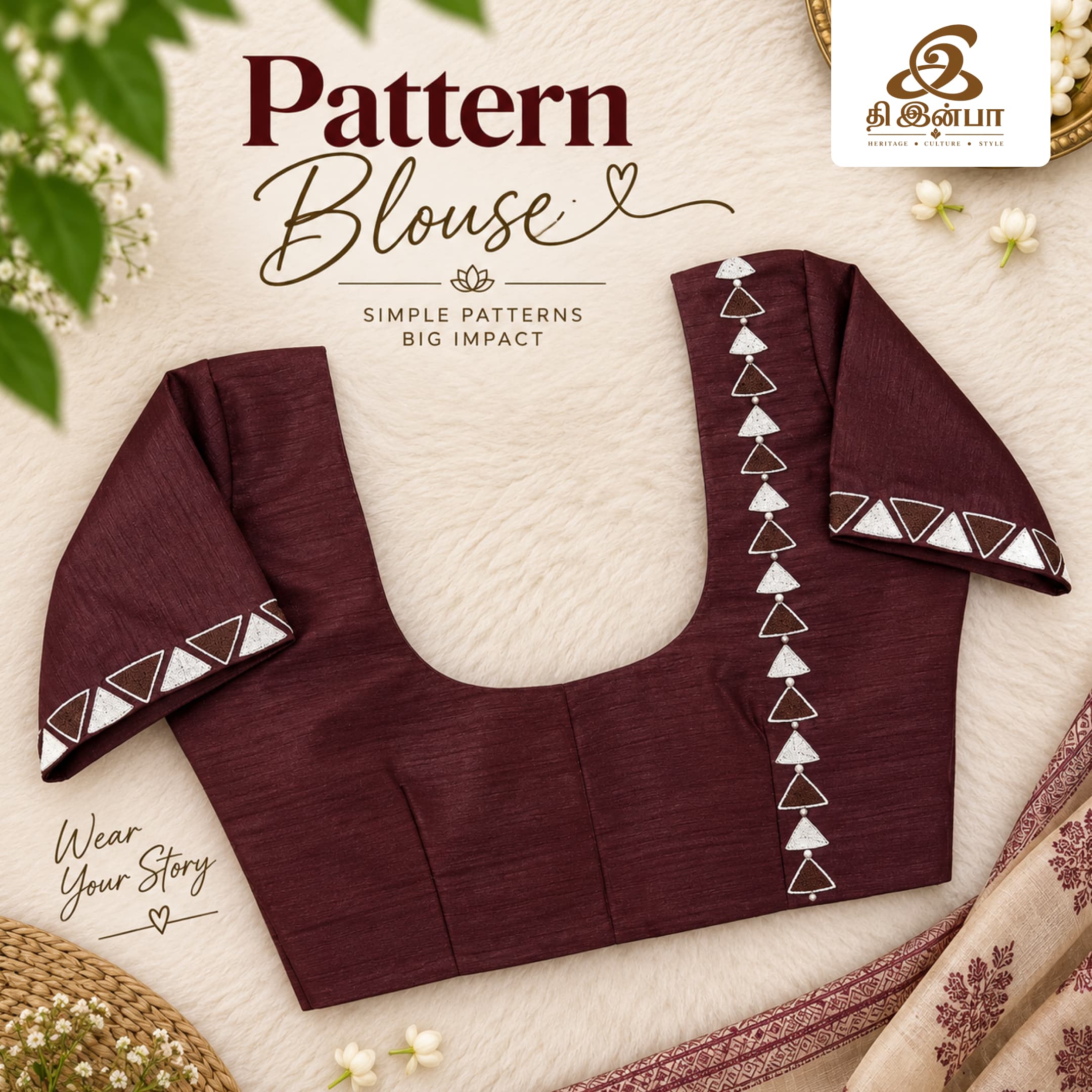 Maroon Geometric Pattern Blouse