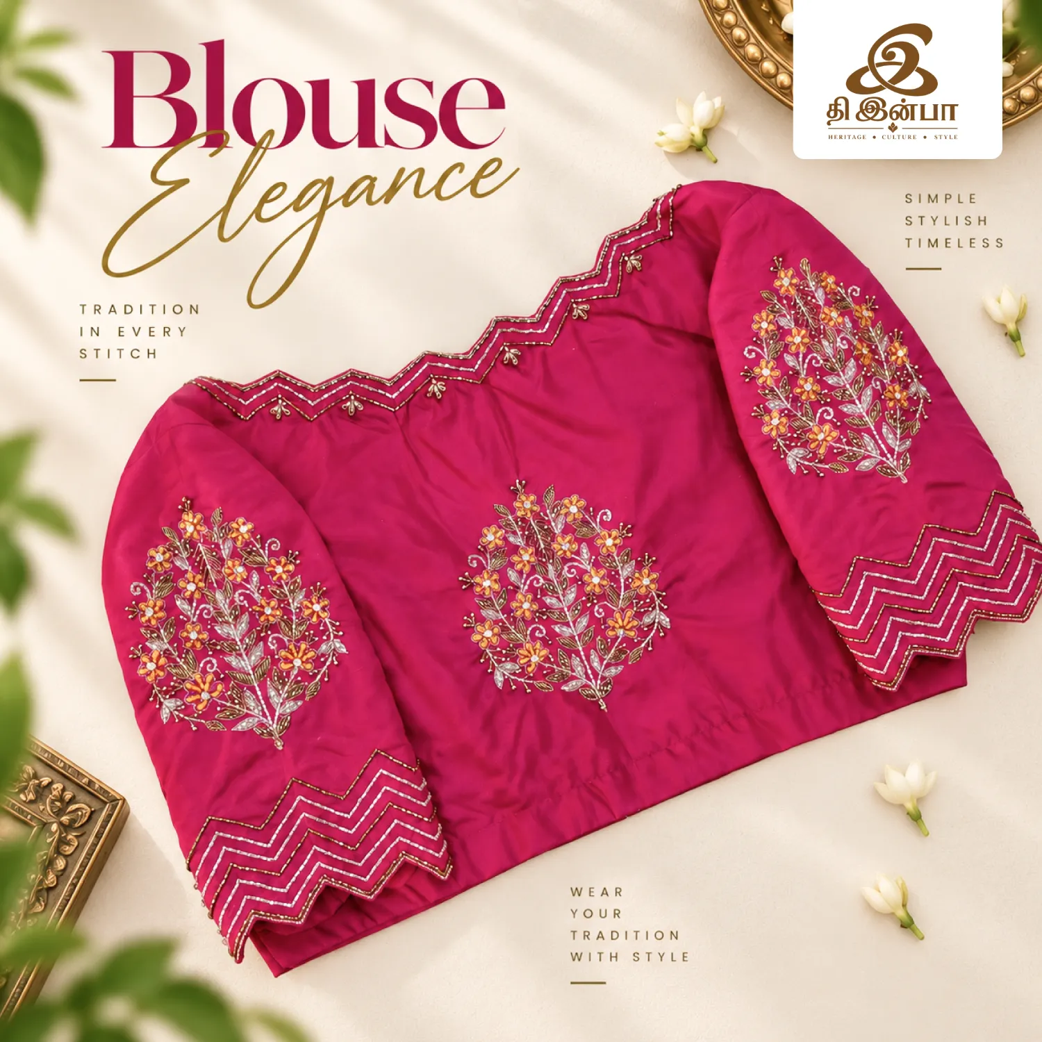 Pink Floral Embroidery Blouse