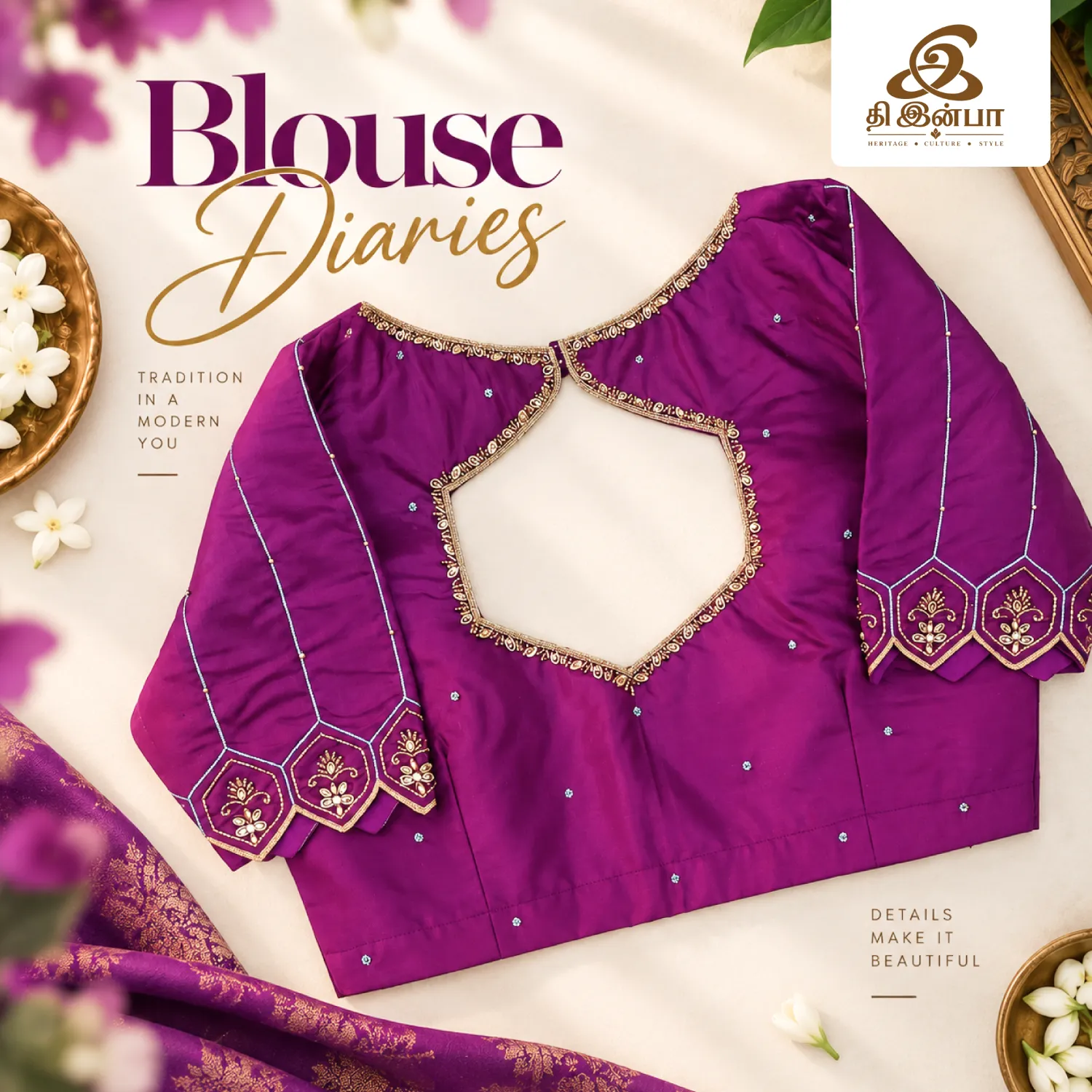Purple Embroidery Blouse