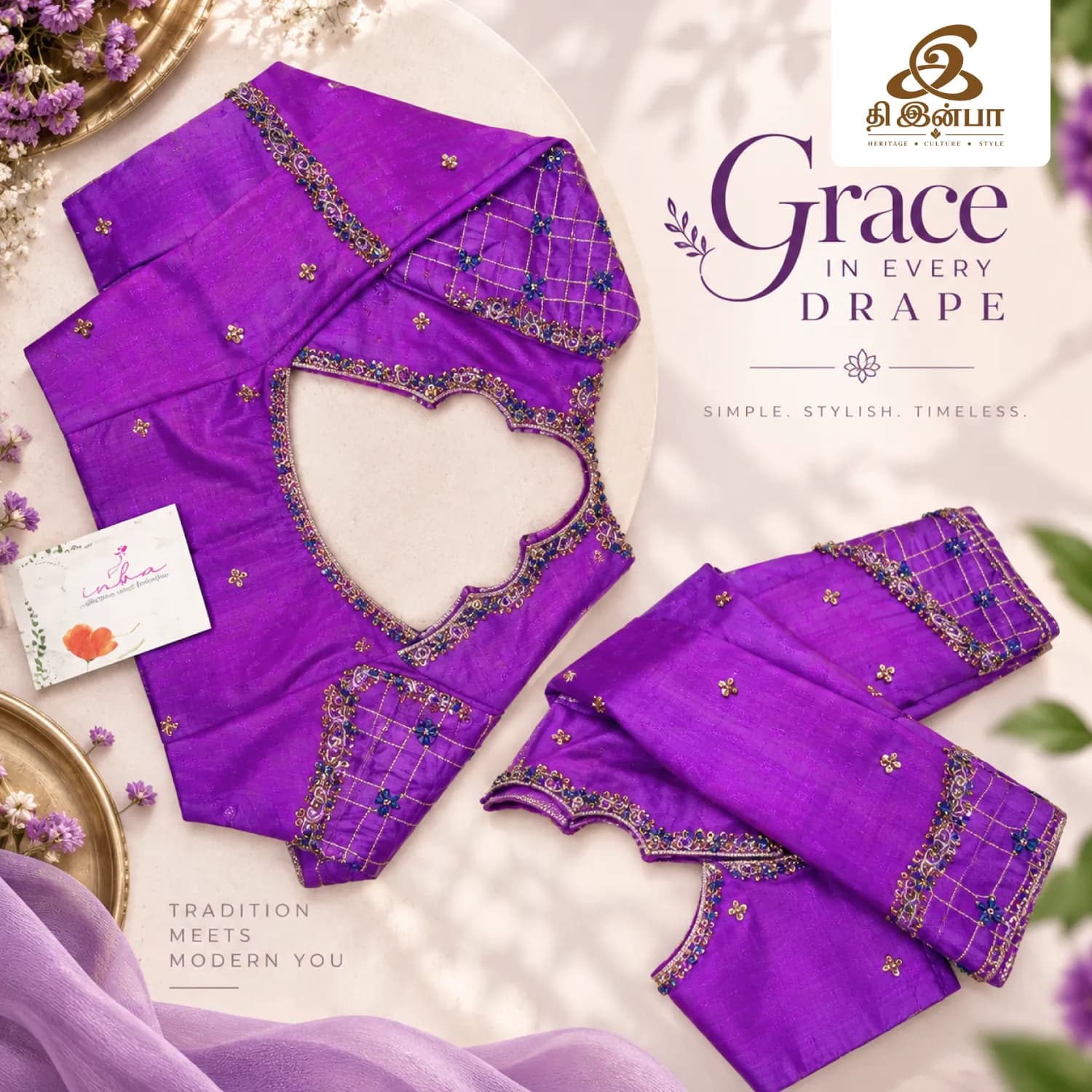 Purple Embroidery Blouse