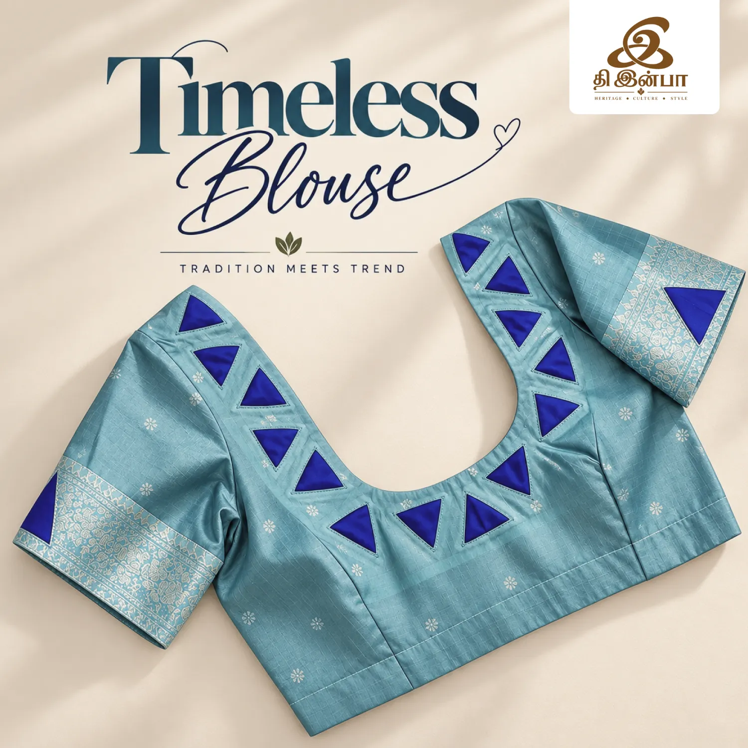 Sky Blue Geometric Pattern Blouse