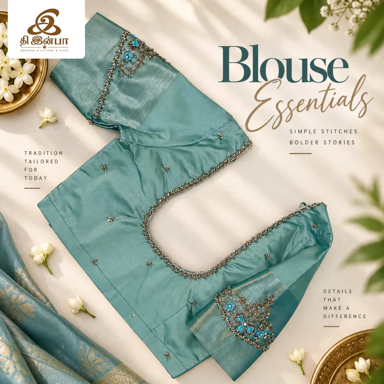 Aqua Blue Embroidery Blouse