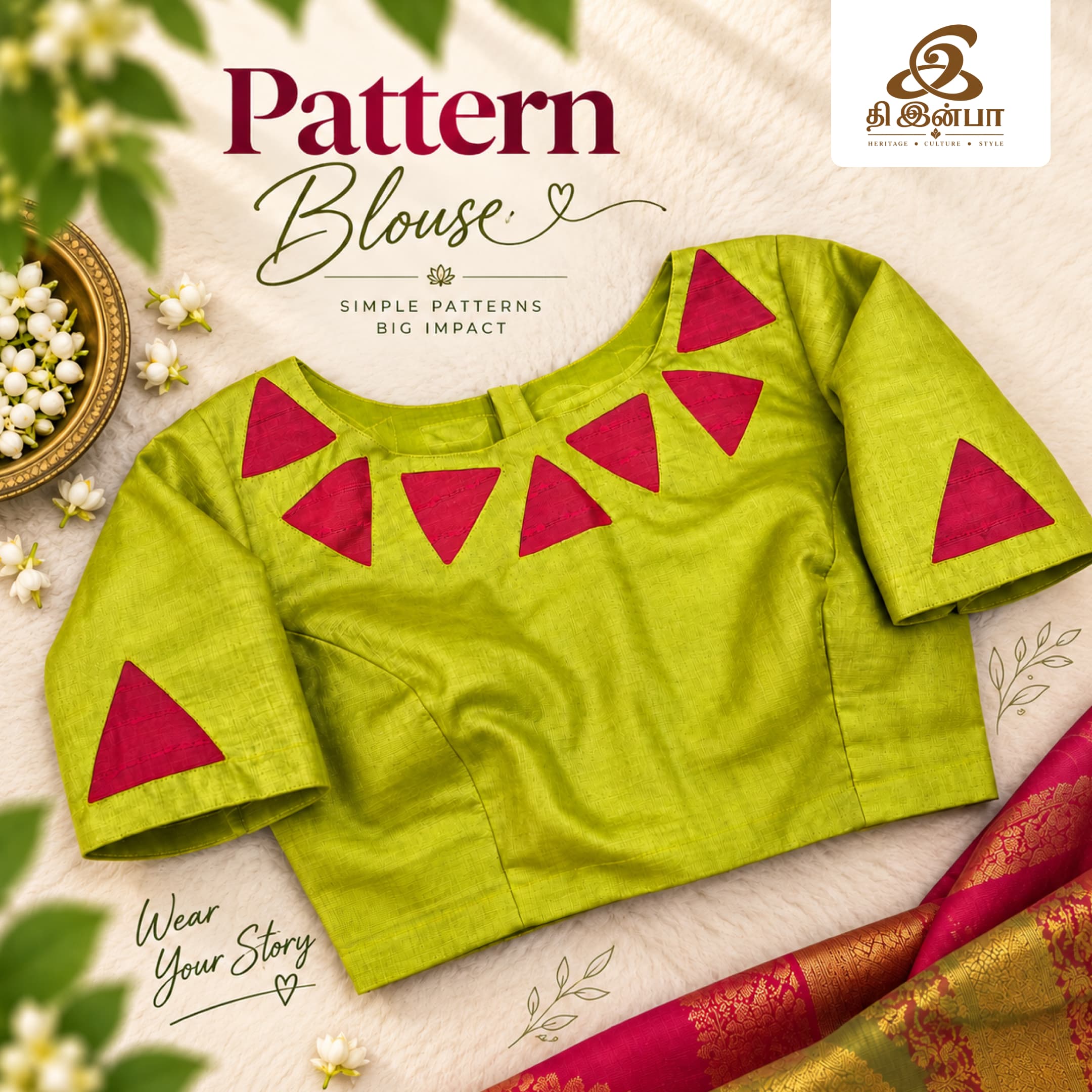 Lime Green Geometric Pattern Blouse