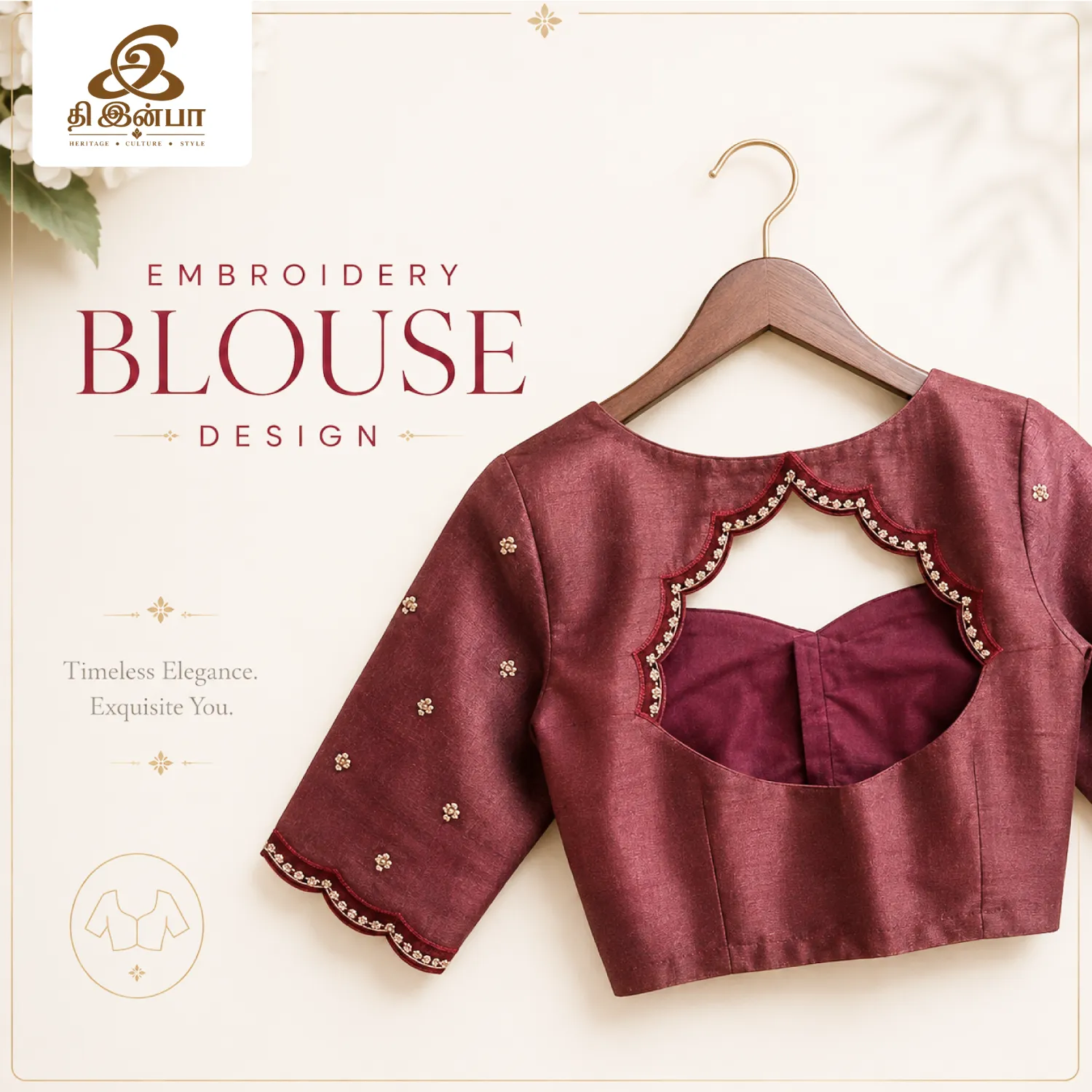 Wine Pink Embroidery Blouse