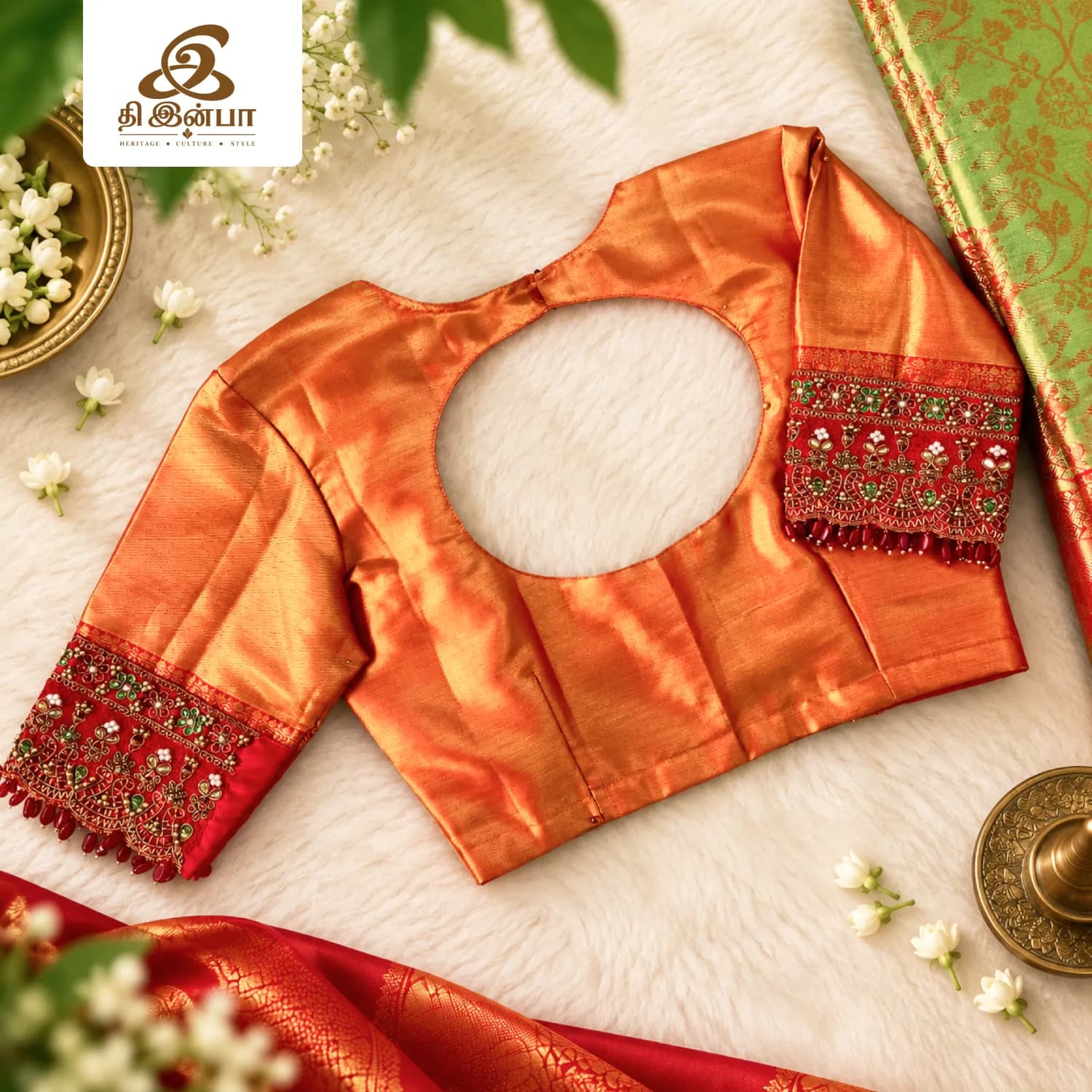 Orange & Gold Embroidery Blouse