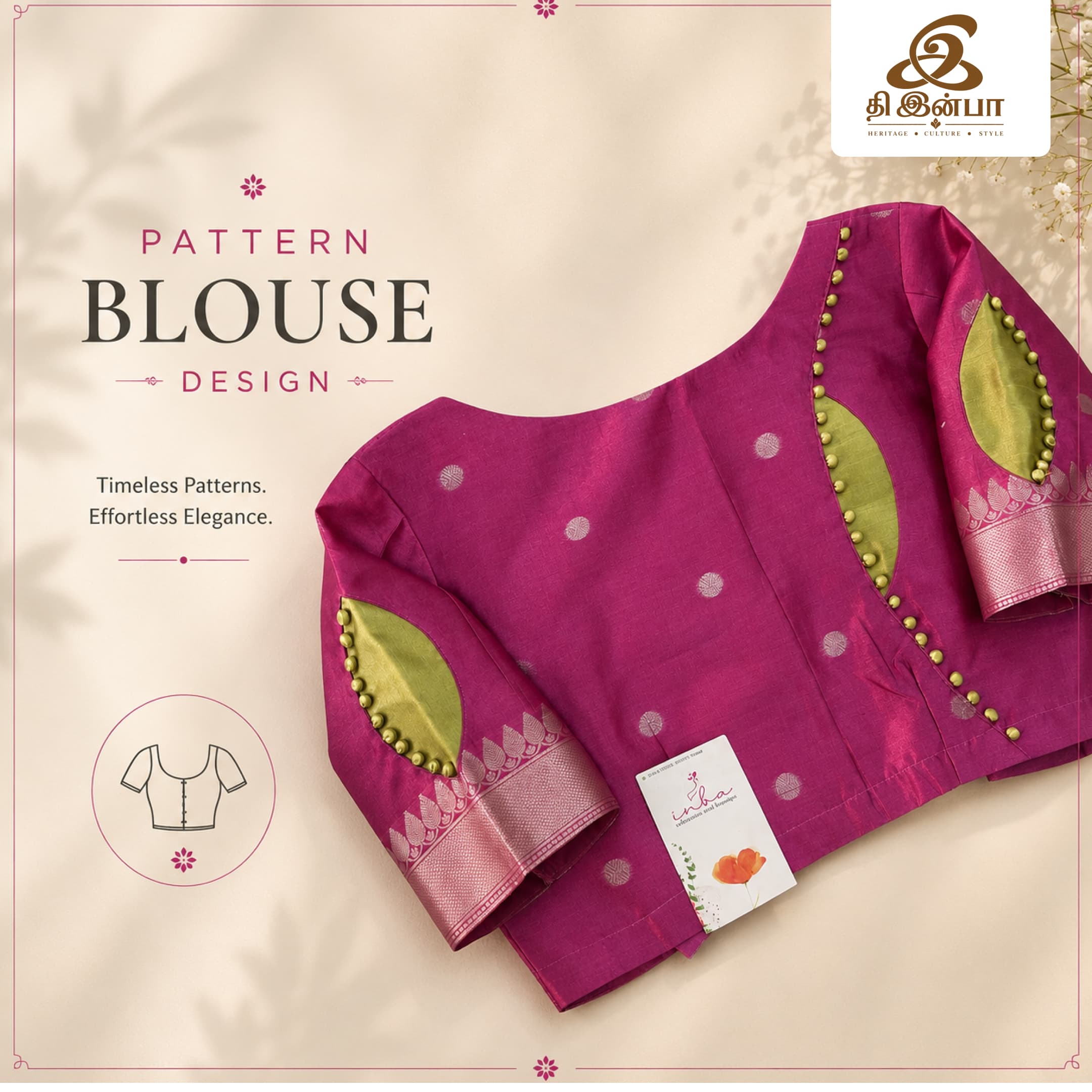 Wine Pink Floral Pattern Blouse