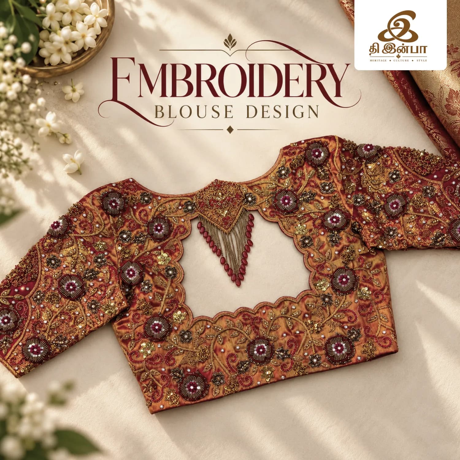 Maroon Floral Embroidery Blouse
