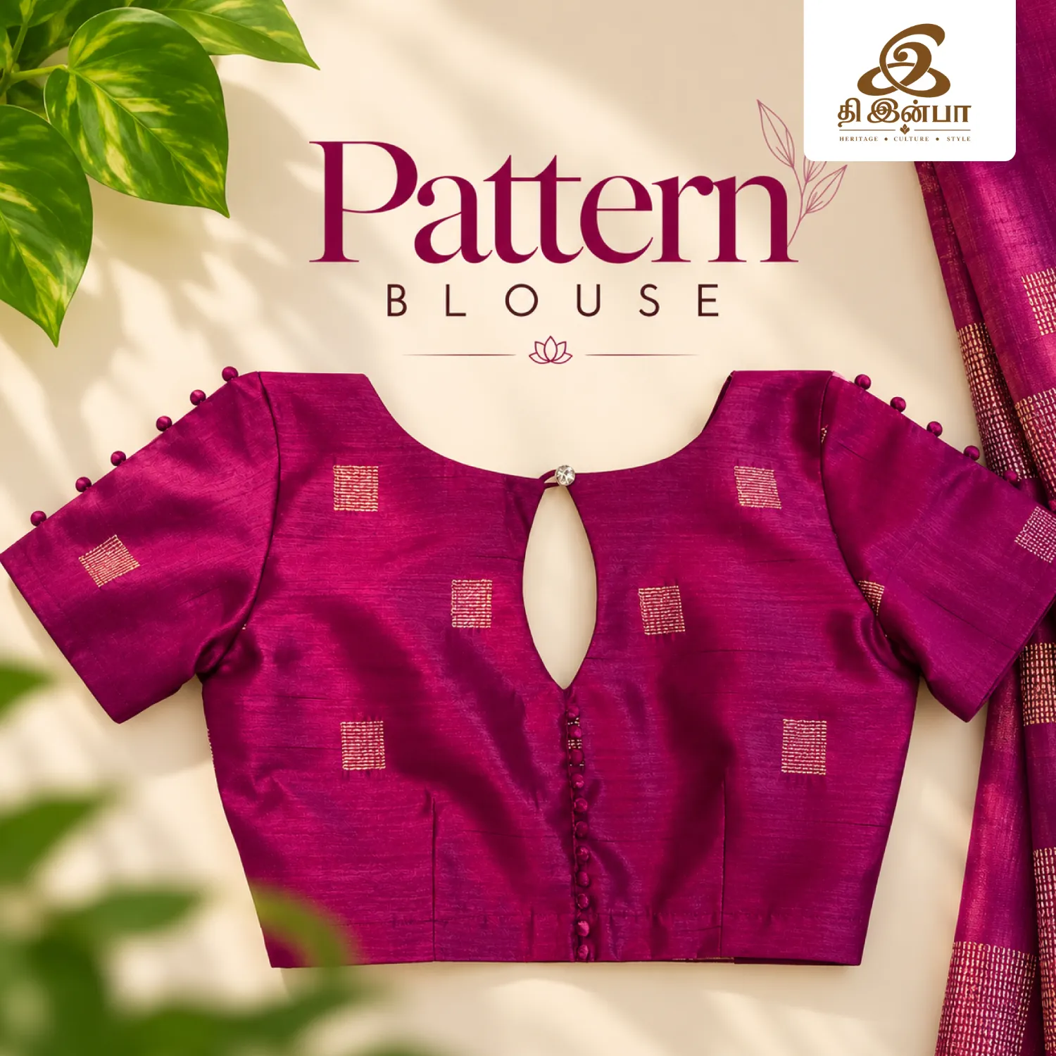 Magenta Keyhole Pattern Blouse