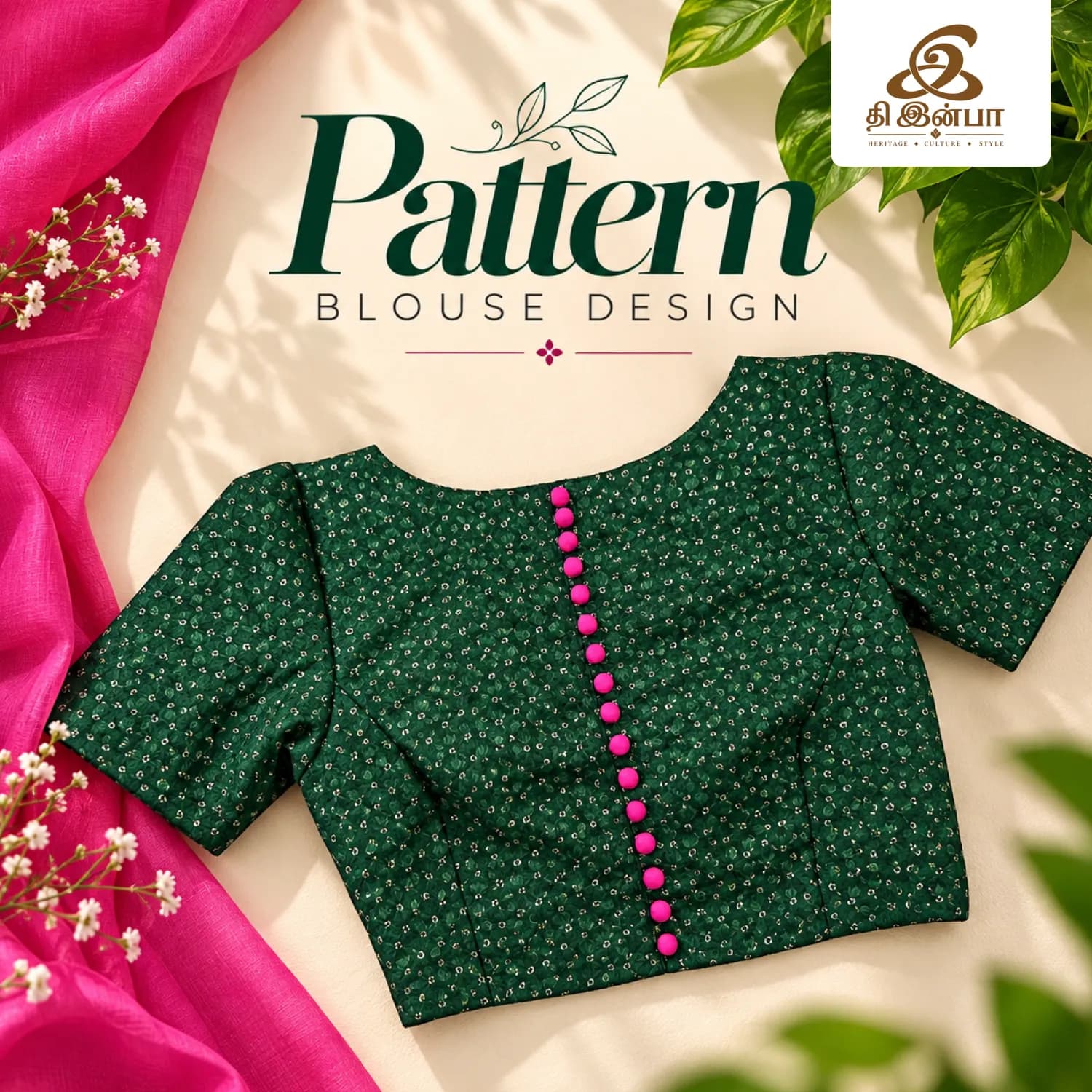 Emerald Green Button-Detail Blouse