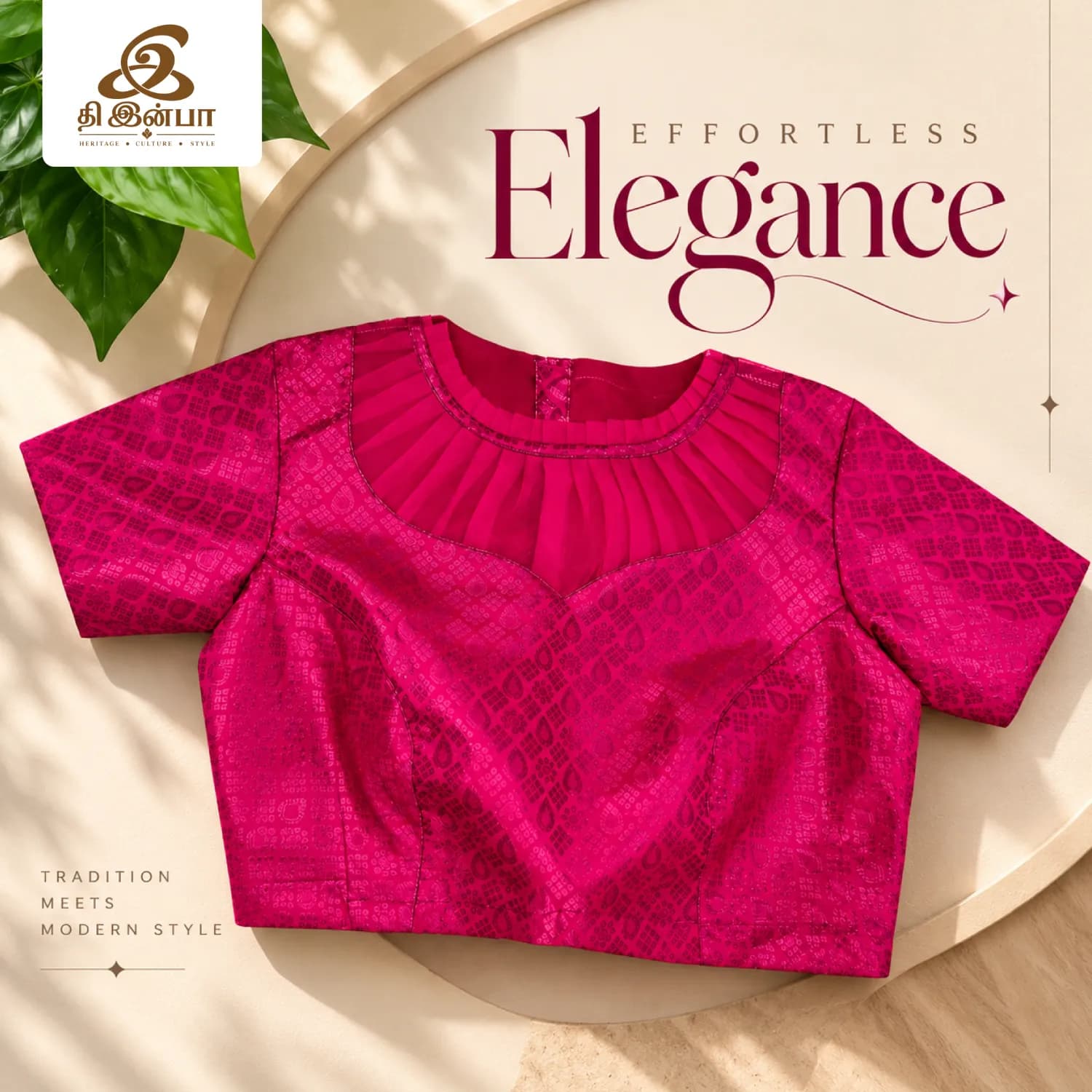 Hot Pink Pleated Blouse