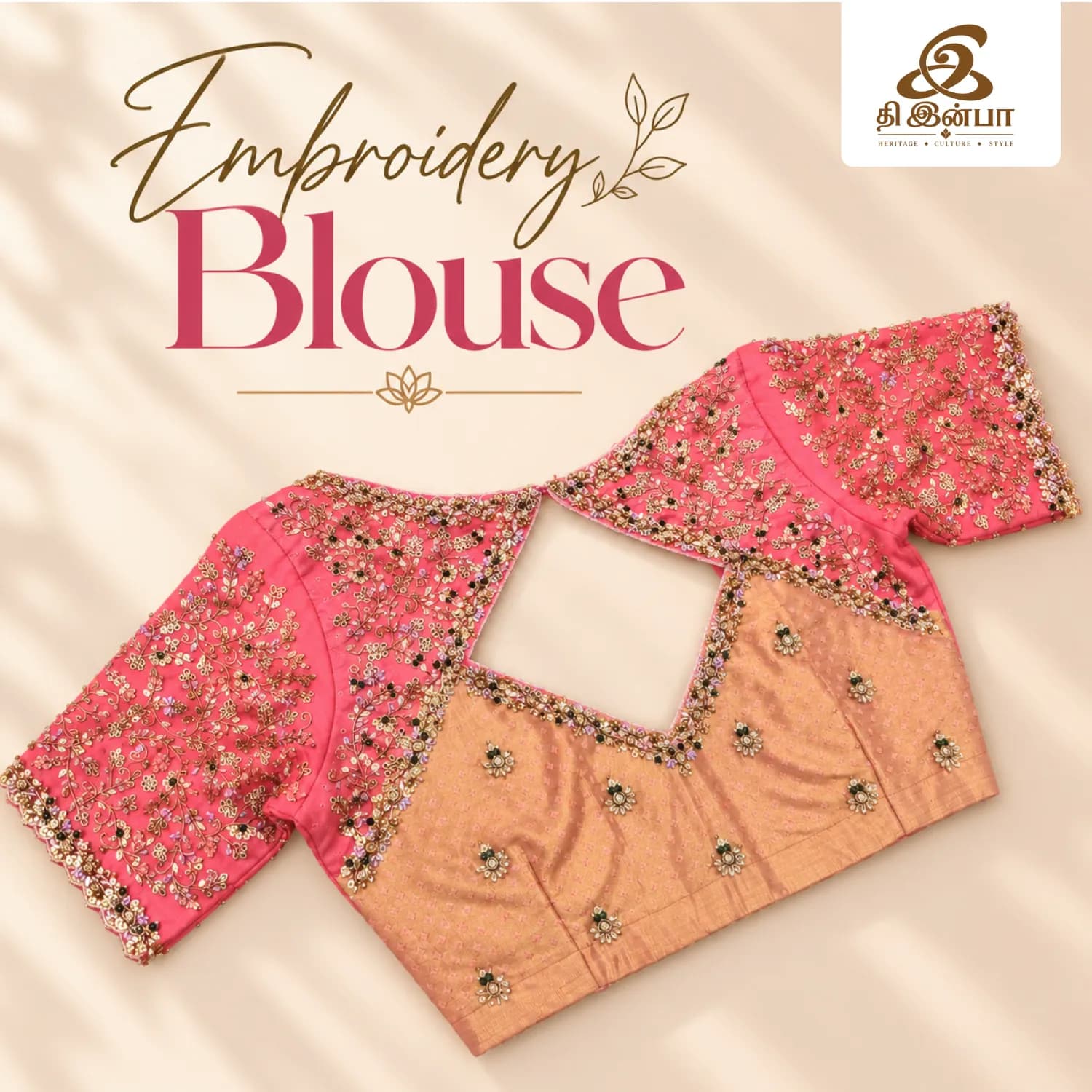Peach & Pink Embroidery Blouse