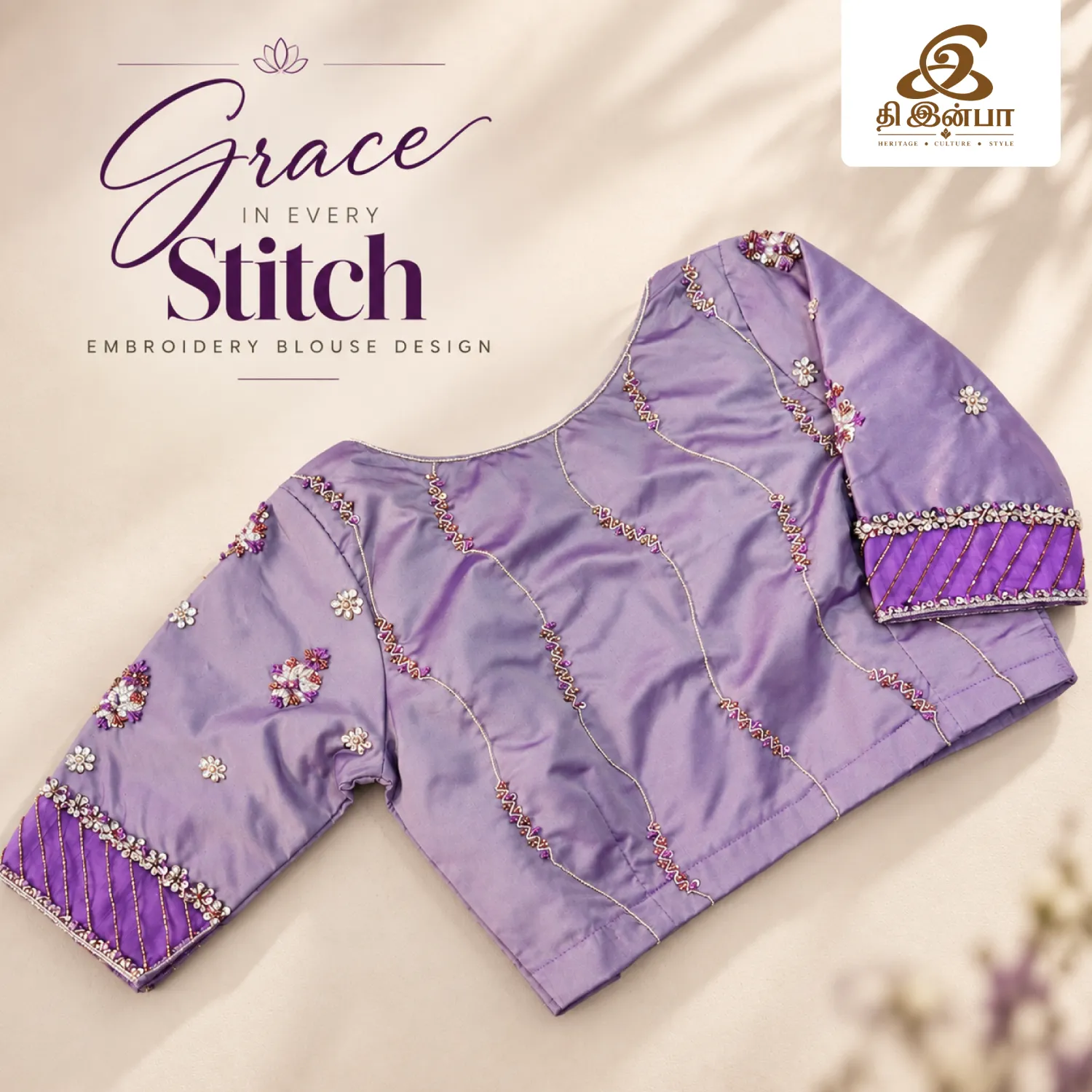 Lavender Grace Embroidery Blouse