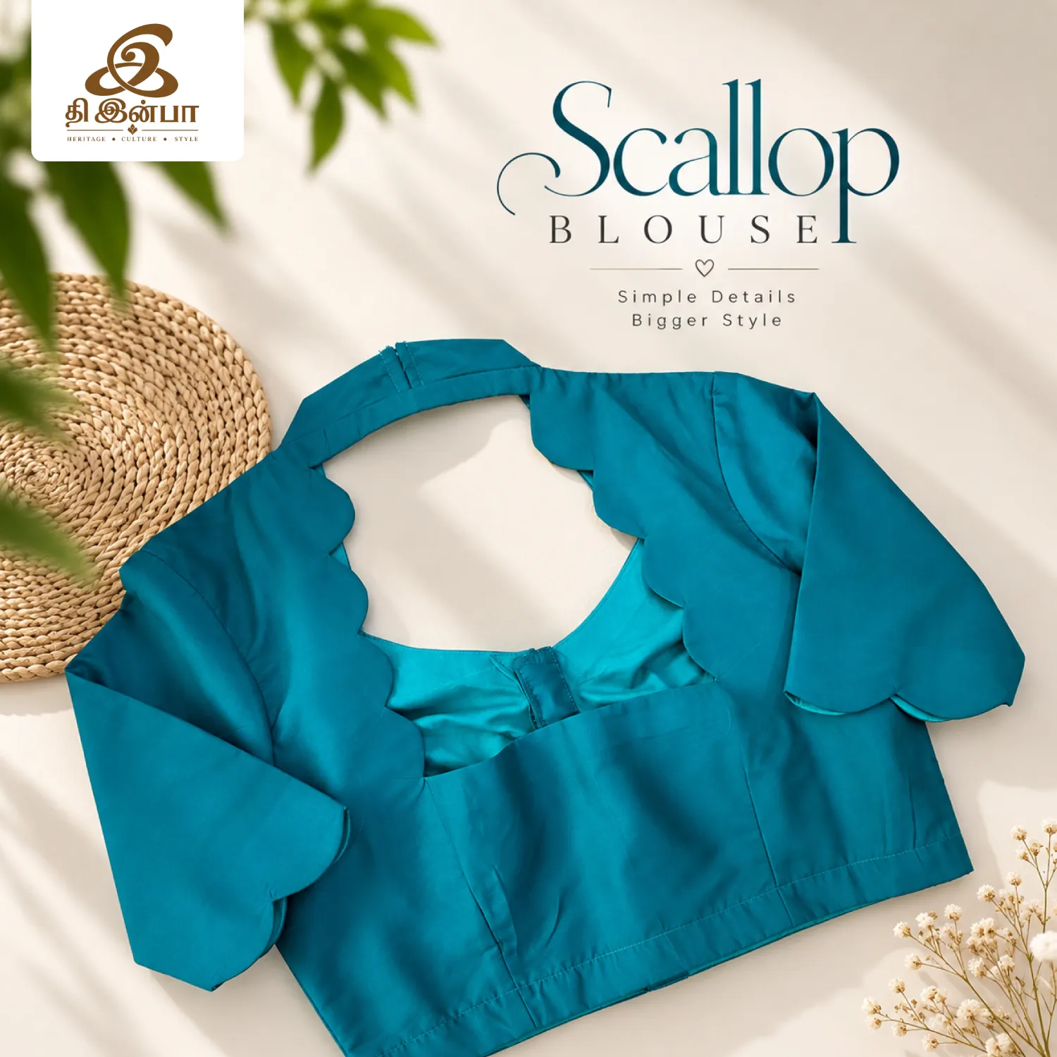 Aqua Blue Scalloped Blouse